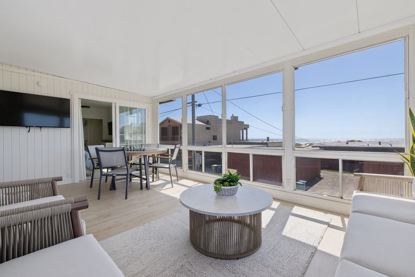 Sunroom seating with ocean views